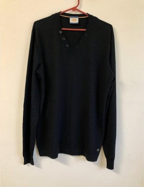 Men Hugo Boss Sweater Black Wool 42 / XL / 50
