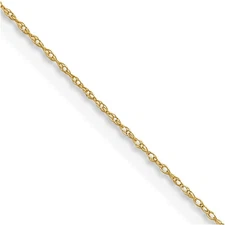 14k Yellow Gold .4 mm Carded Cable Rope Chain Necklace