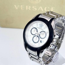Good Condition VERSACE Watch VEM8 Medusa Chronograph Silver Accessories VE,16913