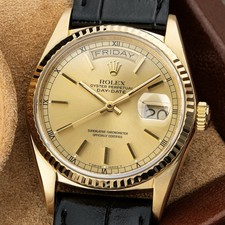 Rolex Day-Date 36mm 18k Yellow Gold Vintage 1986 Champagne Dial & Box Ref. 18038