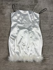 Forever 21 Dress Womens Large White Sleeveless Mini Fur Trim Lined