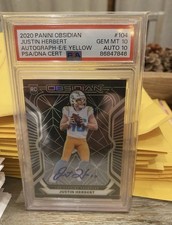 2020 Panini Obsidian Justin Herbert Auto Yellow 20/25 Psa 10 Pop 3 