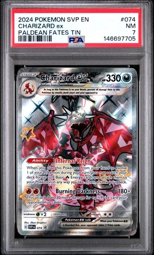 2024 POKEMON SVP EN-SV BLACK STAR PROMO PALDEAN FATES TIN CHARIZARD EX PSA 7