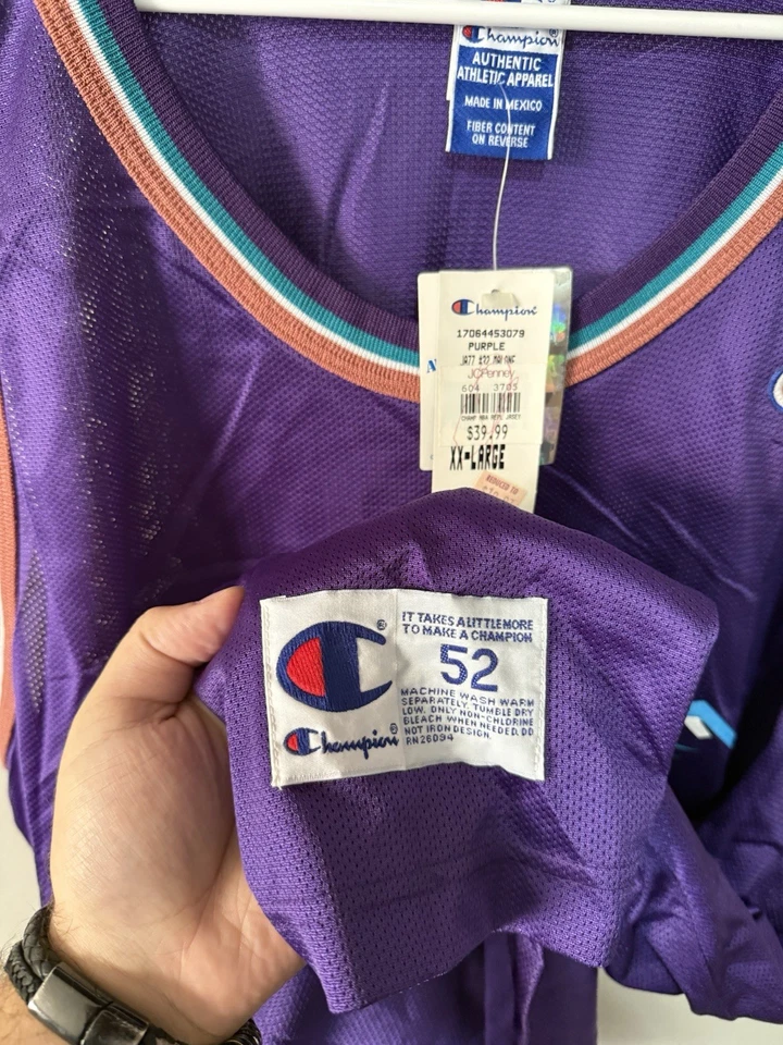 Camiseta Vintage Champion - Karl Malone - Utah Jazz - talla 52 NUEVA CON ETIQUETAS RARA Foto 4 de 4