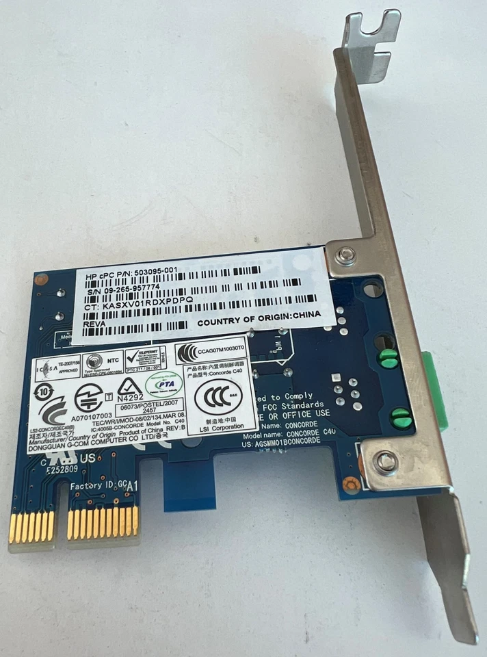 HP Concorde 56K Single-Port PCIe Data Fax Modem Card  503095-001 Tested - Image 2 of 3