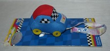 NASCAR Blue Plush Car Baby Pacifier Clip Red Yellow Black White Checkered NEW
