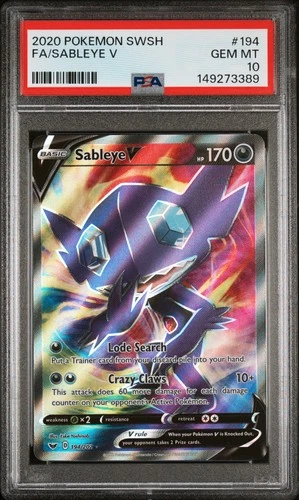 2020 POKEMON SWORD & SHIELD #194 FULL ART/SABLEYE V PSA 10