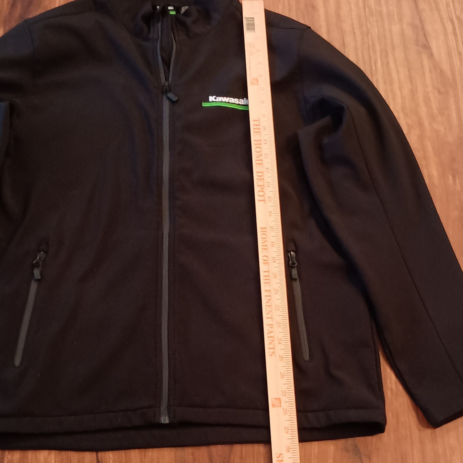 Kawasaki Men's Black Softshell Jacket Full Zip Stand Collar Pockets Size XL - second product detail image