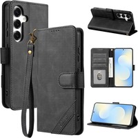 HandyhüLle KlapphüLle Flip Case PU Leder Schwarz Mit Kartenhalter FüR Galaxy