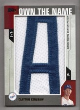 2014 Topps Update Baseball Letter "A" Patch Nameplate #OTNCK Clayton Kershaw 1/1