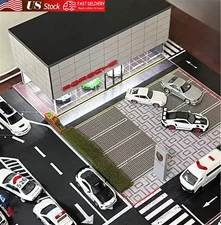 Diorama 1/64 Garage Model LED Lighting Parking Lot Scene Display Case Gift US