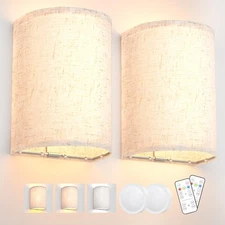 Wall Sconces Set of Two, Battery Rechargeable 3 Colors Changeable Dimmable Wa...