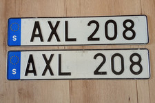 SWEDEN SWEDISH PAIR LICENSE PLATE TAG AXL 208