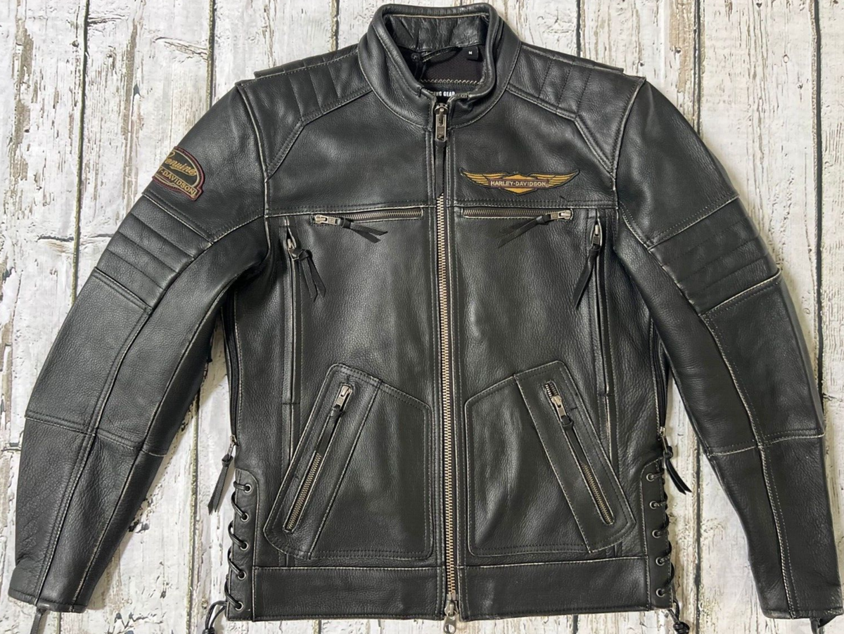 Harley Davidson Men's Kane B&S Vintage Black Leather Riding Jacket