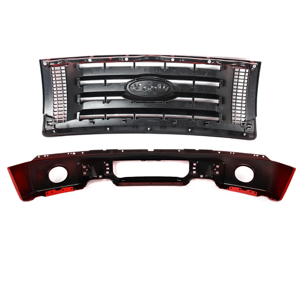 For 2009-2014 Ford F150 F-150 Steel Front Bumper Face Bar Upper Grille Race Red Foto 4 de 4