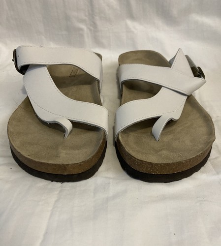 White Mountain Womens 11 M Carly Footbed Slip On Sandal Thong Leather White - Picture 2 of 6