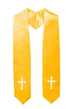 Adults' Traditional Choir Stole with Embroidery Cross 60" Gold