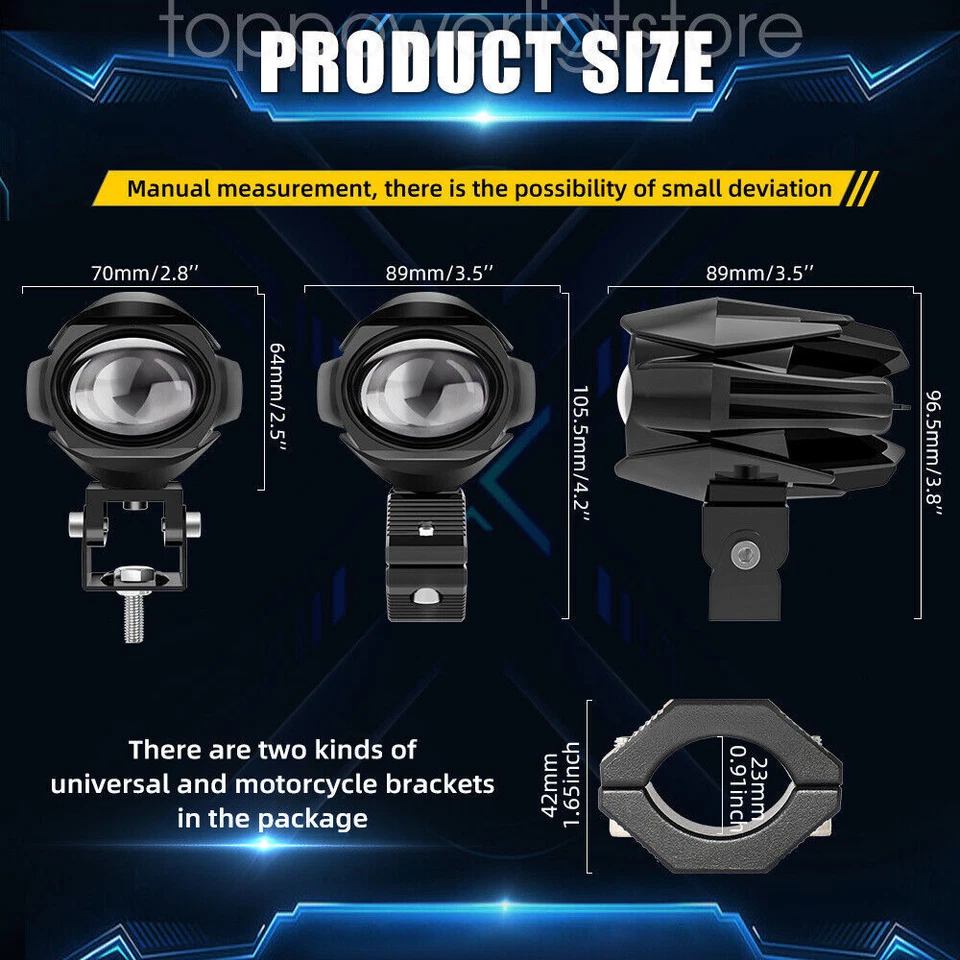 2PCS LED Work Driving Fog Lights for K1600 R1200GS R1100GS F800GS Motorcycle - Image 3 of 4