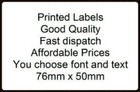 Personalised Printed Large - Sticky self adhesive WHITE labels - you choose text