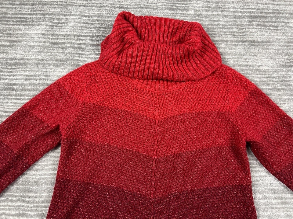 Suéter A. Byer Mujer Mediano Rojo Dorado Metálico Manga Larga Capucha Cuello Foto 2 de 4