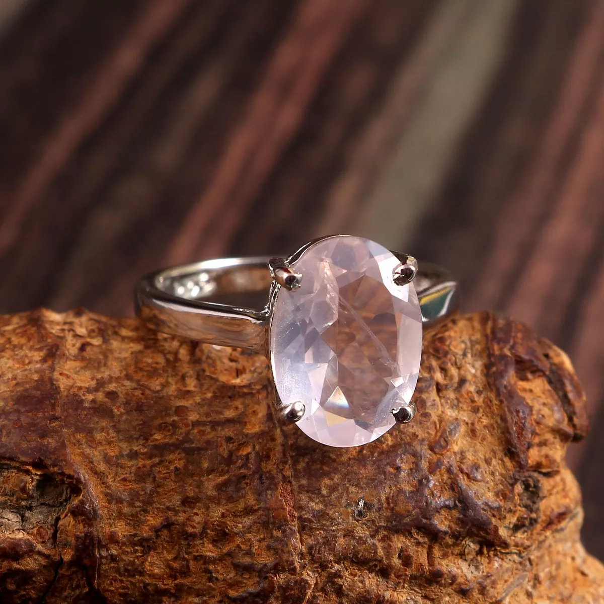 Rose quartz ring silver deals