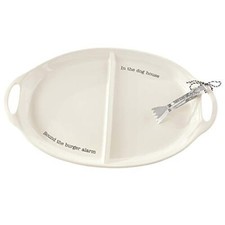 Mud Pie Circa Hamburger Burger Hot Dog BBQ Serving Ceramic Platter Set, 11x18"