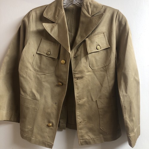Vintage 1940s WW2 US Coast Guard USCG Shore Establishment Khaki Jacket Small
