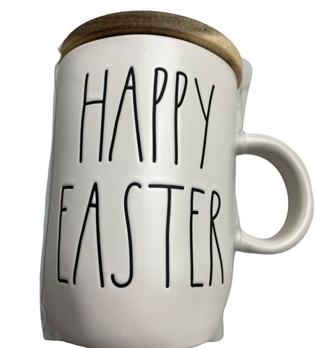 Happy Easter Coffee Mug With Wooden Topper Rae Dunn New - Picture 2 of 4