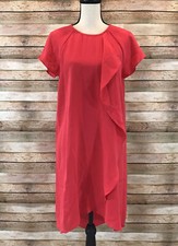 Adrianna Papell Size 8 Gauzy Crepe Flutter Sleeve Corkscrew Drape Shift Dress