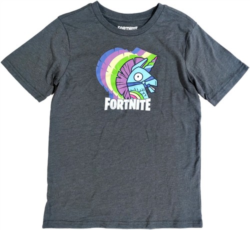 Fortnite Shirt Boys Large 10-12 Rainbow Loot Llama TShirt Tee Black Clothing - 第 1/4 張圖片