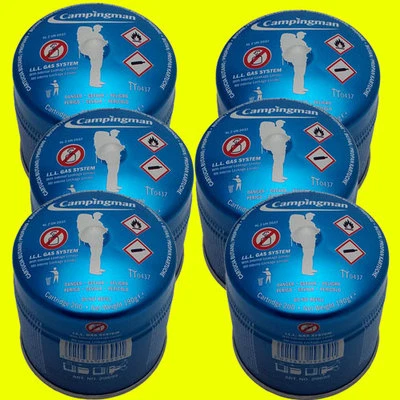 CAMPINGMAN 6x Butan Gas Kartusche Gaskartuschen 190g Stechkartusche Campingkocher Gaskocher
