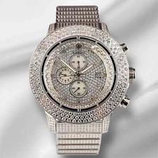 Ice Time Crown II 50mm Men's Quartz Iced Out 10ct Diamonds Steel Watch