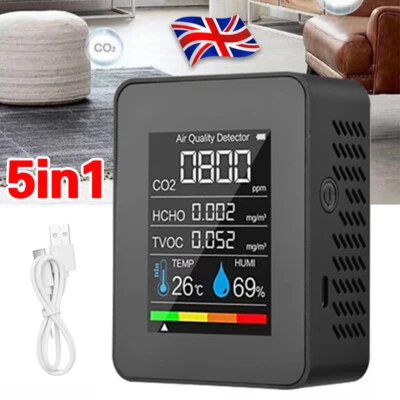 5in1 CO2 Meter Air Quality Detector Air Tester Carbon Dioxide Detector Tester
