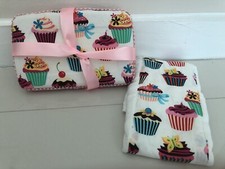  48 NWT CUPCAKE BABY WIPES CASE WITH MATCHING BURP CLOTH