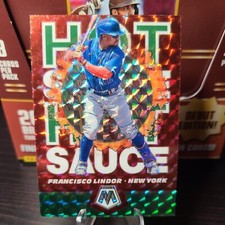 2021 Panini Mosaic Baseball Francisco Lindor #HS2 HOT SAUCE GREEN PRIZM Mets