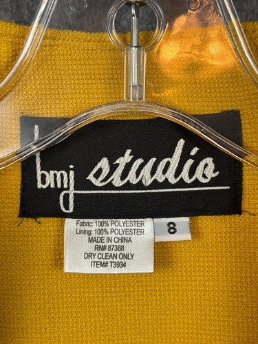 Vtg BMJ Studio Jacket Blazer Women 8 Yellow Glam Disco Funky Rhinestone Y2K - Picture 4 of 17