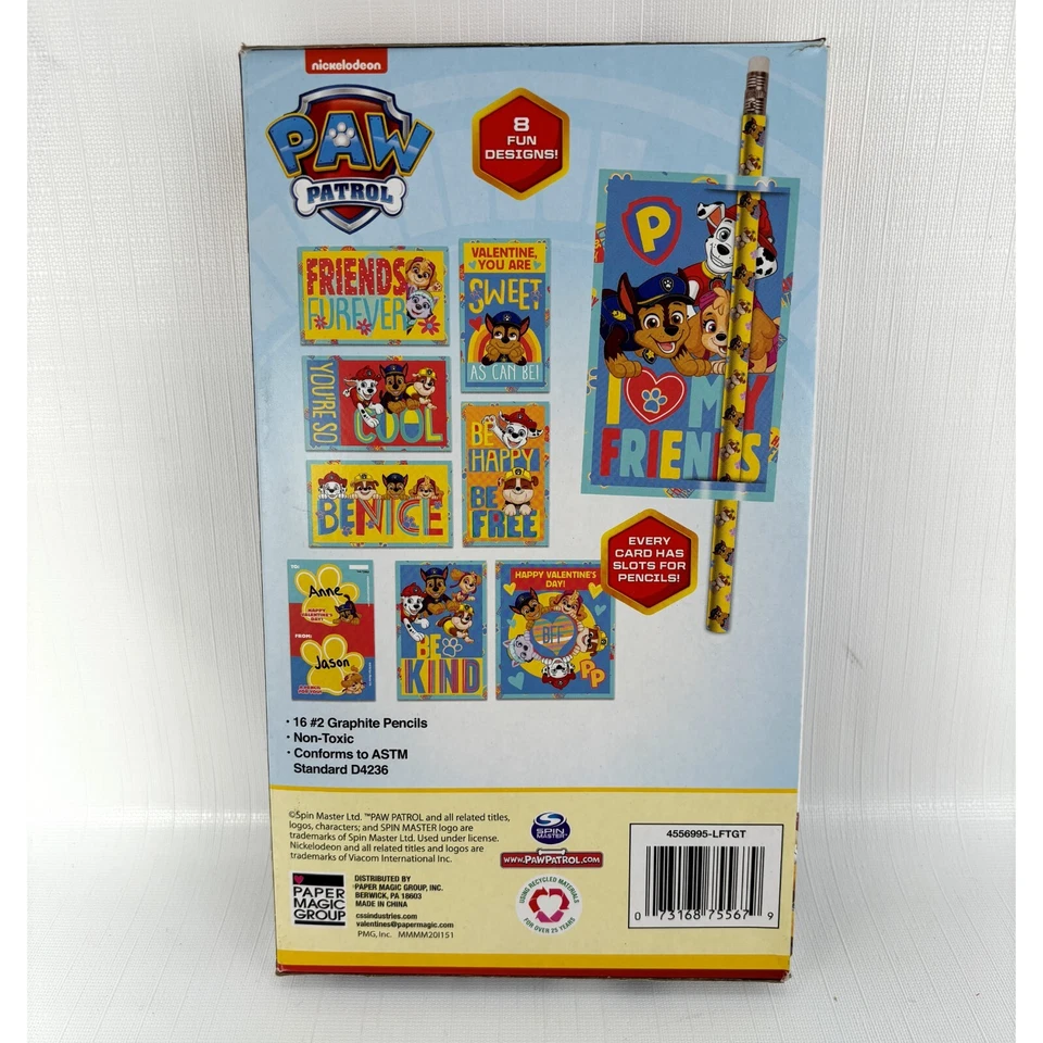Niños 16ct Patrulla Canina Intercambio Escolar San Valentín Lápices Aula Papel Mágico Foto 2 de 2