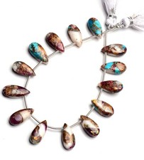 Natural Gem Copper Turquoise 15x7MM Smooth Pear Shape Briolette Beads 7" 60Cts.