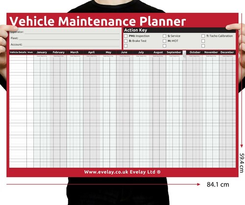 HGV PSV Vehicle Maintenance Wall Planner A1 Size Forward Un-Dated 2024 2025 - Picture 2 of 2
