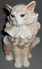 Large KAY FINCH 10 1/2" Sitting PINK/WHITE Cat Figurine MADE IN CALIFORNIA