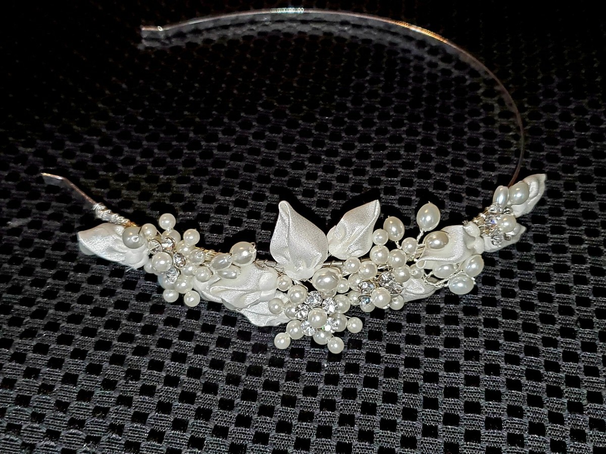 David’s Bridal beaded crystal bridal tiara Bridal Tiara with Rhinestones, Pearls and Crystals | David main image 2