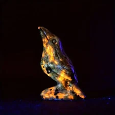 Emberlite UV Fluorescent Glowing Crow Figurine Crystal Carving Healing Decor