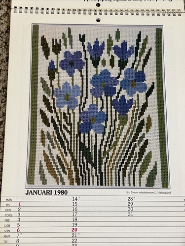 Calendario fiori cucito 1980 Hemslojdens disegni floreali moderni danesi - Foto 4 di 15