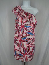 J Crew One Shoulder Ruffle Dress Size Small Linen Blend Floral Tropical