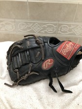 Rawlings H115FBM Boys Black Broken-In 11.5” Baseball First Base Mitt Left Throw