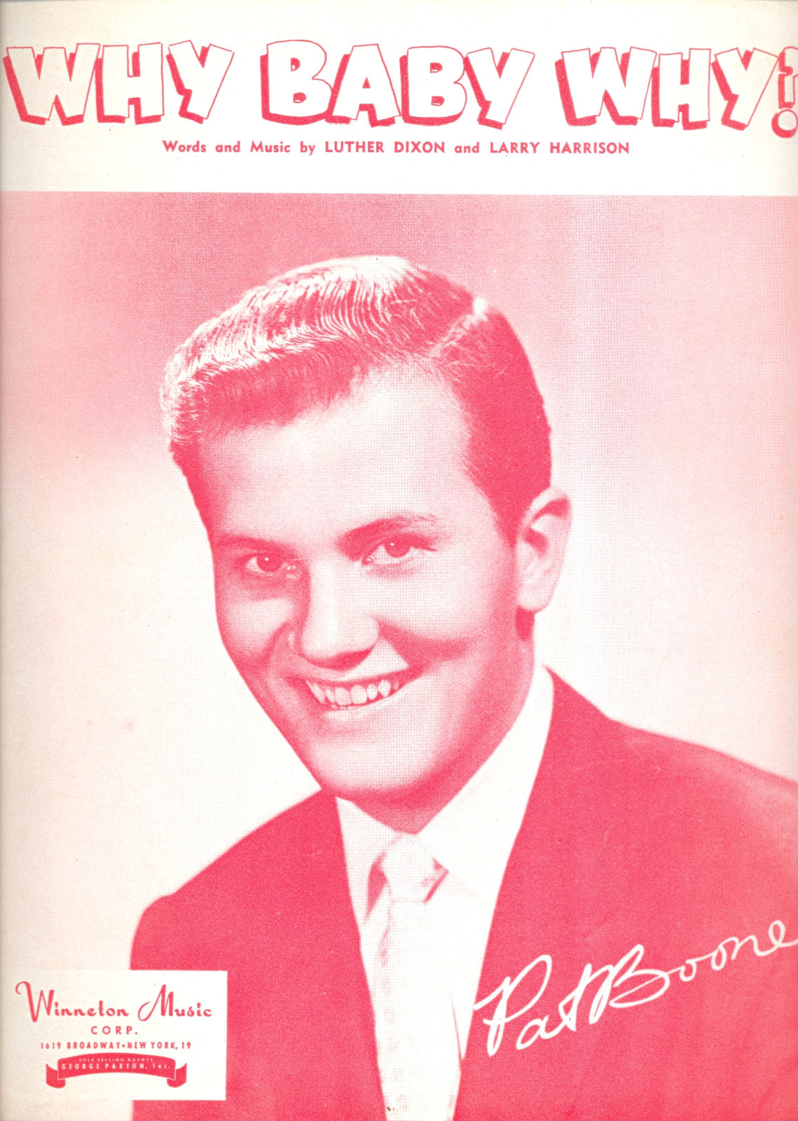 PAT BOONE Sheet Music "Why Baby Why!" 1957 eBay