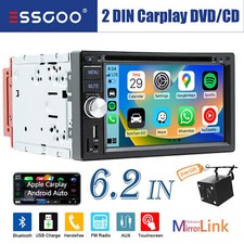 Double 2DIN CD/DVD Apple CarPlay/Android Auto Car Stereo Radio Touch Player CAM