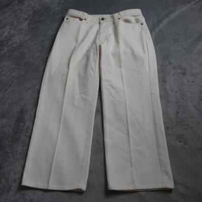 RL Polo Jeans Co. Cropped Pants Women's Size 10 Ivory Denim Relaxed Casual