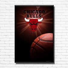 CHICAGO BULLS WITH BALL NBA Team Logo Basketball Poster / Canvas