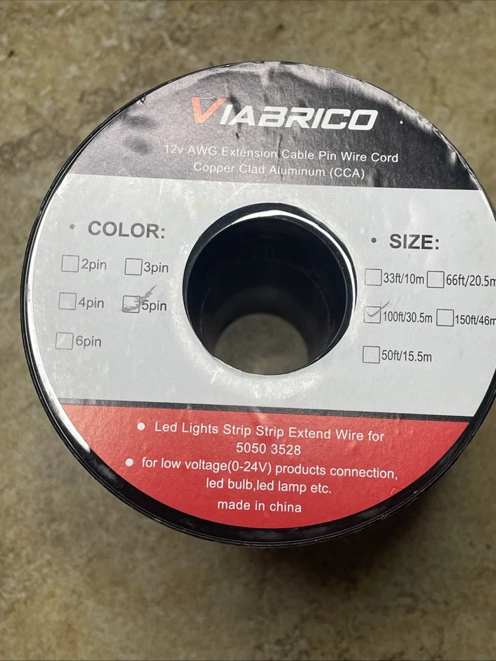 5 Pin For 3528/5050 LED Strip Light Extension Wire Cable Cord Connector - Image 2 of 4